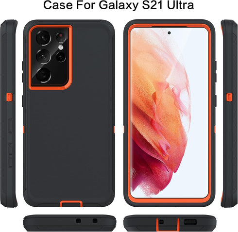 MXX Case for Galaxy S21 Ultra, 3-Layer Heavy Duty Body Bumper Cover, Shock Protection for Samsung Galaxy S21 Ultra 5G