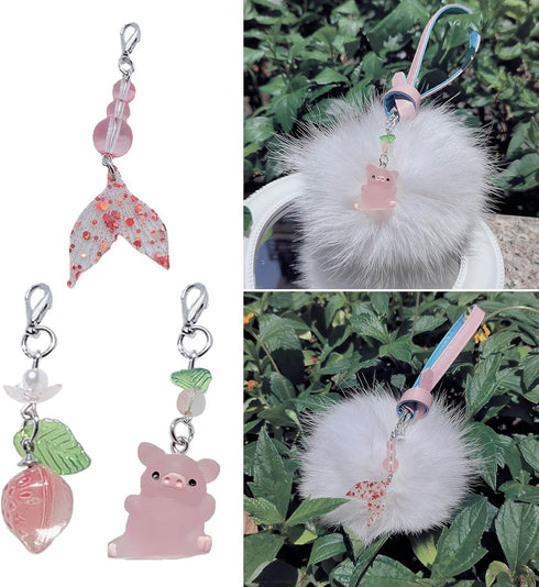 hejhncii Cute Fish Tail Strawberry Pig Hanging Pendant - Sweet Phone Strap Lanyard