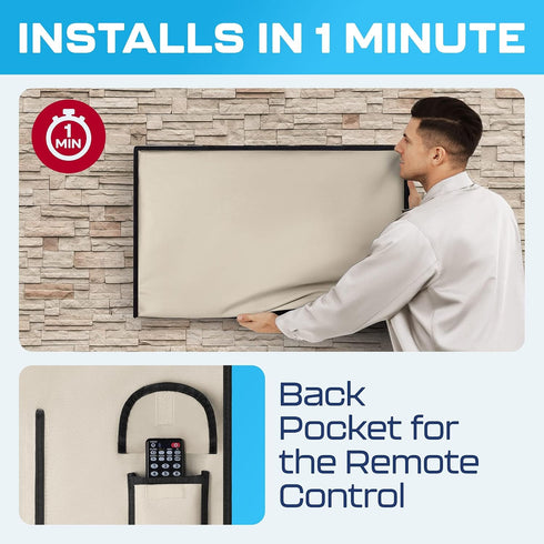32 Inch Garnetics Outdoor TV Cover Waterproof, Weatherproof TV Enclosures with Smart Shield Screen Protectors, Ideal
