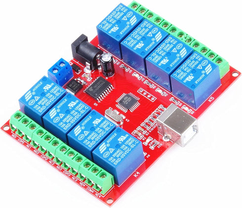 SRD-05VDC-SL-C 8-Way 5V Relay Module, Free Driver USB Control Switch for Intelligent Control
