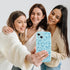 OOK Cute Flower Design Case for iPhone 15, Soft TPU Camera Lens Protective Cover - 6.1 Inch Blue