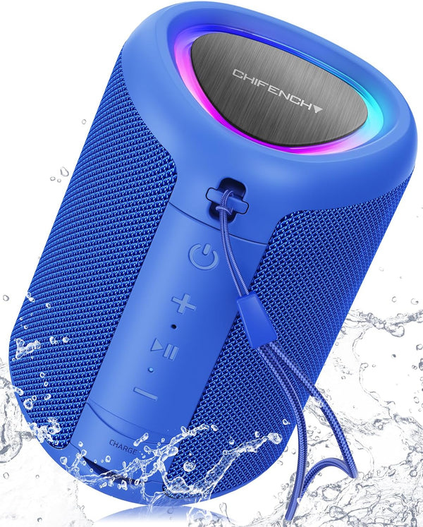 Portable Bluetooth Speaker with Lights, Crystal Clear Sound, IPX5 Waterproof, All Day Playtime, Bluetooth 5.3, TWS