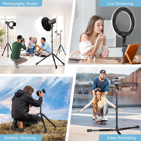 Victiv 6.56ft/200cm 360 4.4lb/2kg Light Stand for Photography, Adjustable Aluminum Tripod with Ball Head, Compact Light