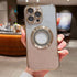 Misscase Magnetic Glitter Case for iPhone 15 Pro Max - Slim, Shockproof, Anti-Scratch, with Camera Lens Protector, Gold.