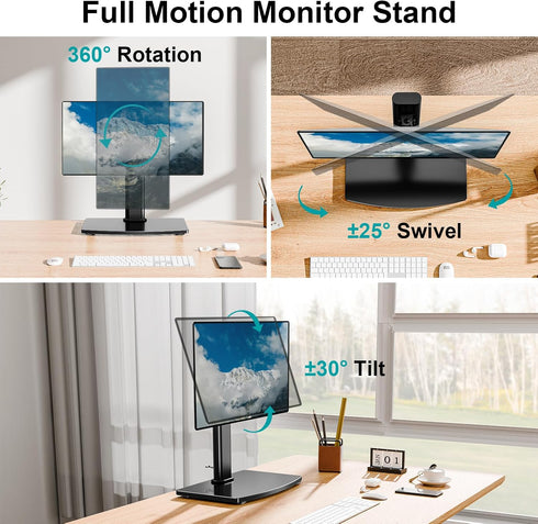 MOUNT PRO Single Monitor Stand, Fits Max 32 inch Computer Screen, Free-Standing, Height Adjustable, VESA 100x100