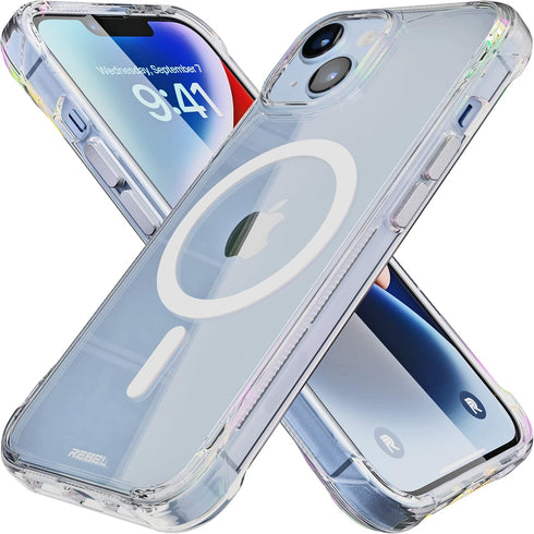 REBEL Clear Case for iPhone 14 - Crystal Series Gen-4, Strong MagSafe Compatible, Protective Shockproof Bumpers