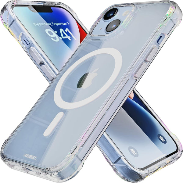 REBEL Clear Case for iPhone 14 - Crystal Series Gen-4, Strong MagSafe Compatible, Protective Shockproof Bumpers
