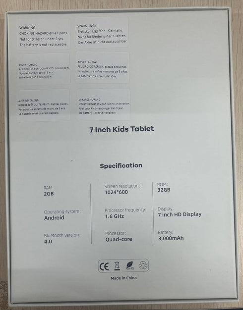 Kids Tablet 7 inch Android 12 for Kids 3-12, Toddler Tablet with WiFi, Bluetooth, and Parental Control