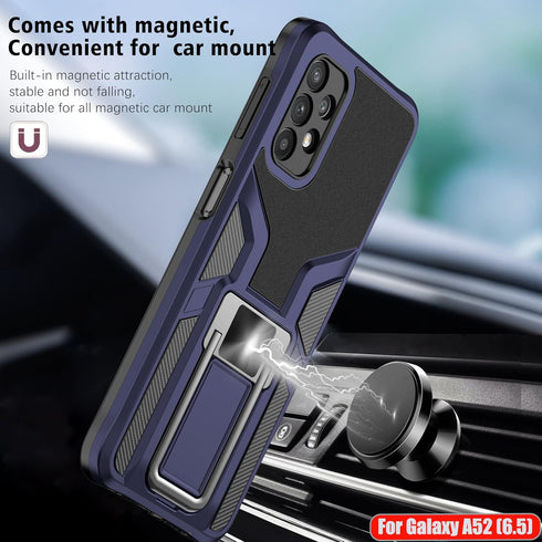LMDAMZ Heavy Duty Military Grade Shockproof Kickstand Case for Samsung Galaxy A52(5G) (Blue), Double Protection (TPU+PC)