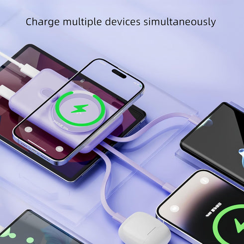 RCHL Magnetic Wireless Portable Charger 10000mAh, Built-in 4 Cables, 22.5W PD Fast Charging Battery Pack