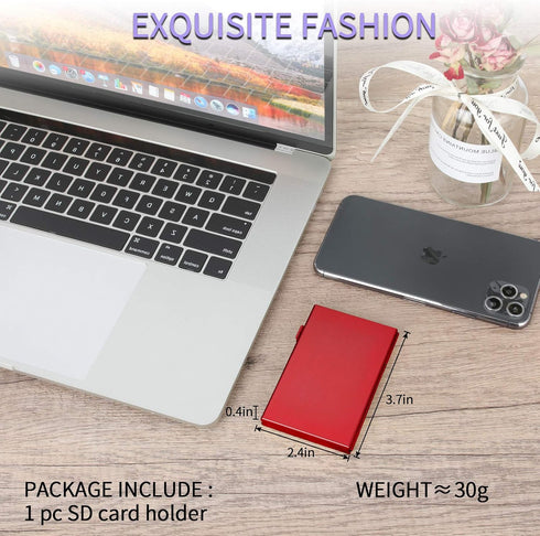 LAVILI SD Card Holder Case, Aluminum Alloy Hard Shell, Double-Layer for 6SD & 12 TF Cards, Red Color