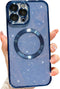MGQILING iPhone 13 Pro Max Magnetic Glitter Case, Luxury Plating Bling Clear Phone Case with Camera Protector