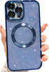 MGQILING iPhone 13 Pro Max Magnetic Glitter Case, Luxury Plating Bling Clear Phone Case with Camera Protector