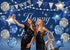 Navy Blue Happy Birthday Backdrop with Silver Glitter Balloons, Star Flag Sequins for Adult Birthday Party Decoration