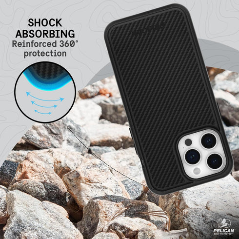 Pelican Protector Case for Apple iPhone 15 Pro Max, Carbon, 16FT MIL-STD Drop Protection, MagSafe Compatible