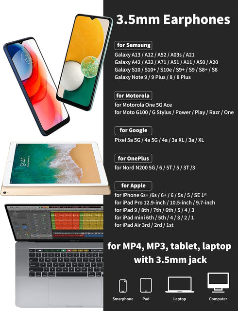 Wired Earbuds with Microphone, TITACUTE 3.5mm Wired Earphone, Magnetic in-Ear Headphone Jack Stereo Audio for iPhone 6,