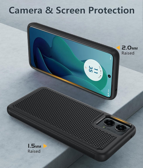 FNTCASE Black Case for Motorola Moto G-5G-2024, Dual Layer Heavy Duty Shockproof Rugged Cover with Military Drop
