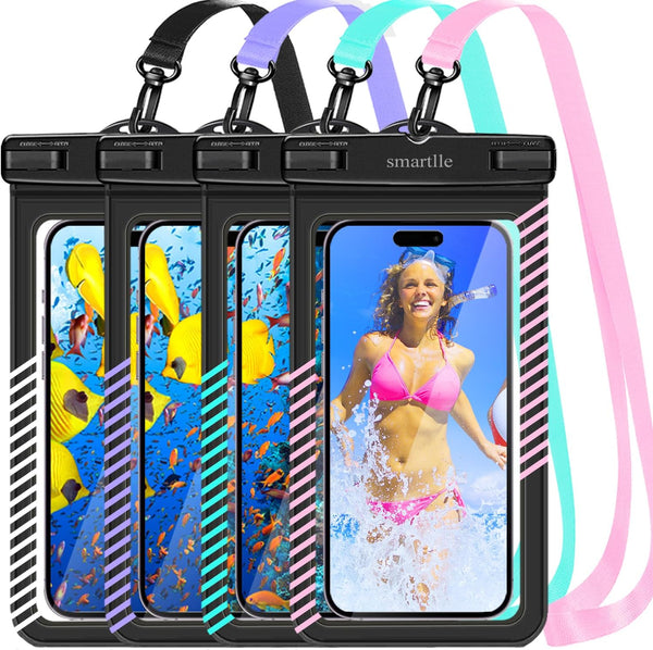 4 Pack Waterproof Phone Pouches, Cell Phone Water Protectors for Swimming, IPX8 Waterproof Case Cover for iPhone 15 14