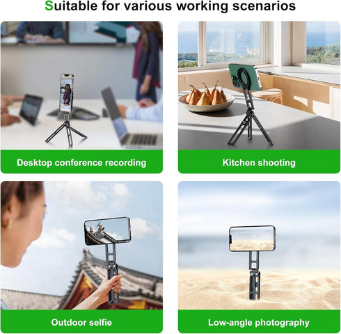 FANAUE 17 16 Magnetic Phone Tripod Holder, Foldable Cell Phone Stand for iPhone Compatible with Magsafe iPhone Plus Pro