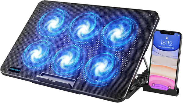 LIANGSTAR Laptop Cooling Pad, Laptop Cooler with 6 Quiet Fans for 12-17 Inch Notebook Gaming Fan, 7 Height & Wind Speed