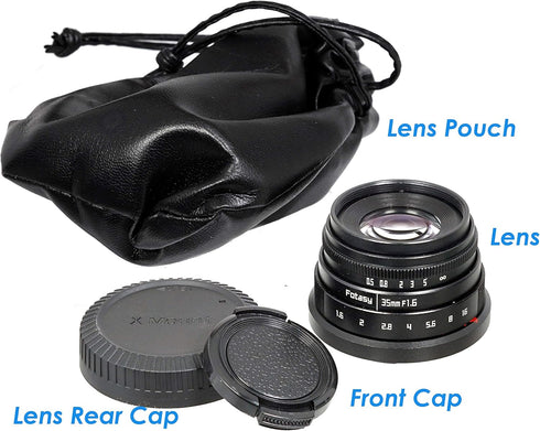 Fotasy Manual 35mm f1.6 APSC Lens for Fuji X Mount Mirrorless Cameras, Compatible with Fujifilm X-Pro2, X-Pro3, X-E2,