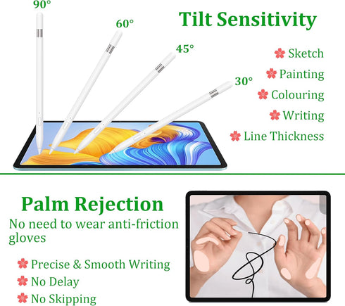 2024 Stylus Pen for iPad, Tablet Pencil with Magnetically Charges, Palm Rejection, Tilt Sensitivity, Compatible with