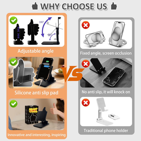 Yuibthr Mother's Day Foldable Cell Phone Stand Non-Slip,Thumbs Up Adjustable Phone Holder with SiliconePortable Phone