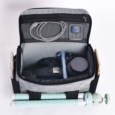 FOSOTO Stylish Compact SLR/DSLR Camera Bag Case, Waterproof, Compatible with Nikon P900, Canon EOS, Sony A73, Gray