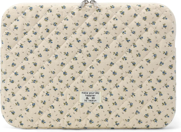 BBIQI Puffy Laptop Sleeve 15-15.6 Inch Cute Quilted Laptop Protective Case Padded Floral