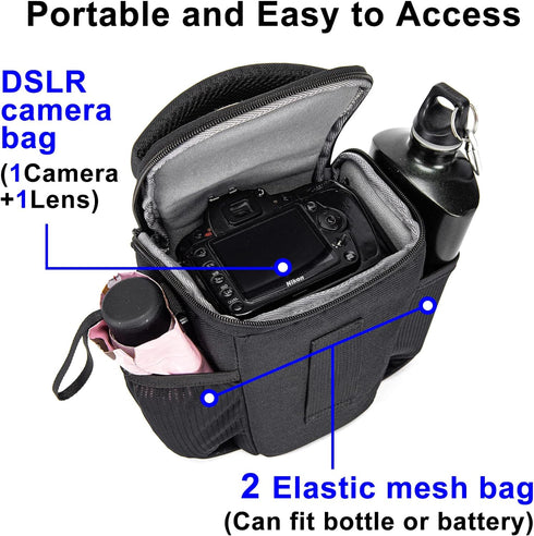 CADeN DSLR/SLR Camera Shoulder Bag: Large, Waterproof Case with Adjustable Shoulder Strap, Compatible for Nikon, Canon,