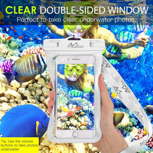 MoKo Waterproof Phone Pouch Holder 4Pack, Underwater Case with Lanyard for iPhone 14 13 12 11 Pro Max, Samsung S21