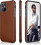 LOHASIC Leather Case for iPhone 11 - Slim PU Leather with Electroplated Frame, Anti-Slip Grip, Brown