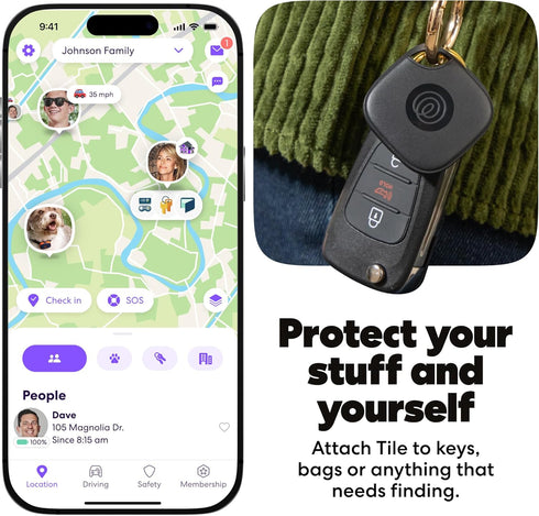 Life360 Pack 2-Pack Tile Starter - Bluetooth Trackers and Item Finders for Keys, Wallets & More. Both iOS and Android
