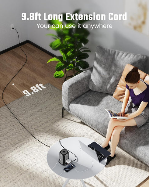 SUPERDANNY Power Strip Tower Surge Protector, Black Desktop Charging Station with 10 Ft Extension Cord, 9 Outlets