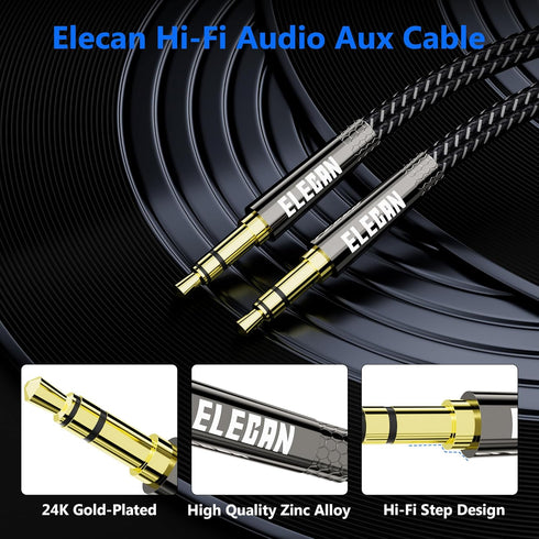 3.5mm AUX Cable 2 Ft/2 Pack, Hi-Fi Sound Auxiliary Stereo Audio Cable for Headphones, Car, Home Stereos