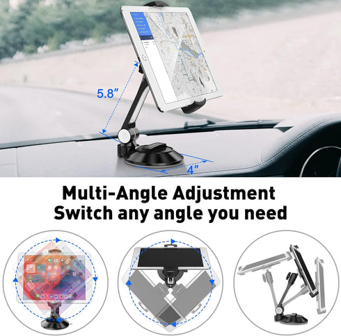 AboveTEK iPad Suction Mount, Phone Tablet Stand Holder with Suction Cup for 4"-11" Tablet/Phone/iPad Mini/Air (Black)