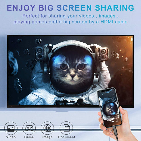 2-in-1 HDMI Cable for Android Phones & Tablets, 6.6ft MHL Adapter, 1080P HDTV Mirroring & Charging, USB Type C & Micro