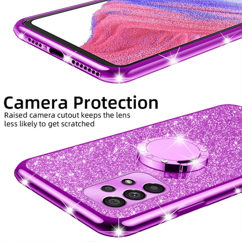 nancheng Luxury Cute Soft TPU Glitter Phone Case for Samsung A53 5G, with Ring Kickstand, Shockproof Protective Case