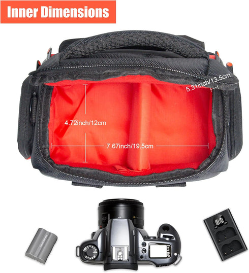 FOSOTO Camera Shoulder Bag Case for Nikon D3000, D3200, D3300, D5100, D5300, D7500, D500, D610, Canon 2000D