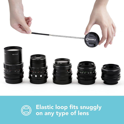 Foto&Tech Camera Lens Cap Leash with Elastic String for Universal DSLR SLR Evil Mirrorless Cameras (x10)