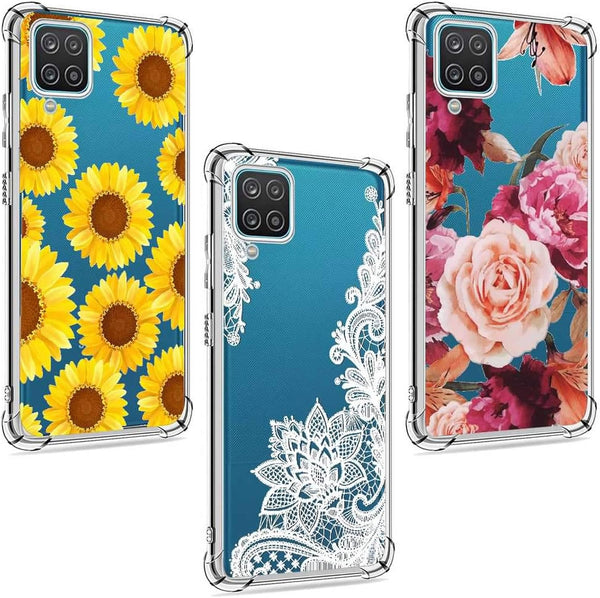 (3 Pack) Galaxy A12 5G Case - Shock-Absorption Anti-Scratch Crystal Clear Soft TPU Slim Bumper Protective Cover for