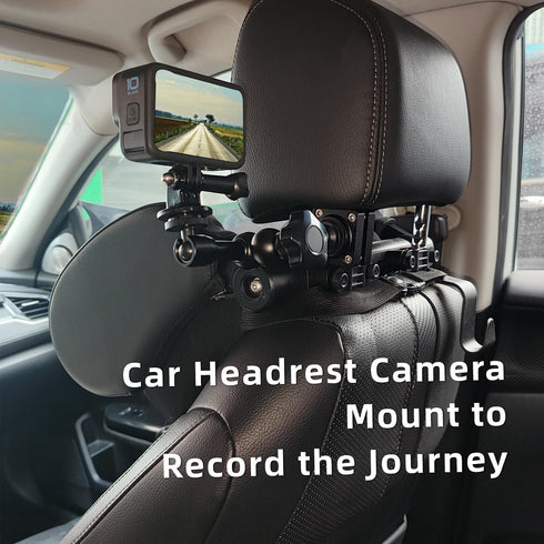 Car Headrest Camera Mount for GoPro/Insta 360/DJI OSMO, 10 inch Length Magic Arm, Aluminum Alloy
