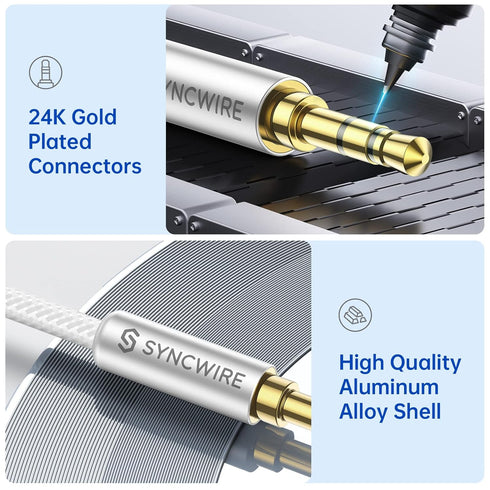 3.5 mm 2 MP3 Syncwire Aux Cable Audio Cable - m Nylon Jack Cable for Headphones, Apple iPhone iPod iPad, Echo Dot