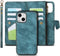 iCoverCase iPhone 13 Wallet Case with Card Holder, 2 in 1 PU Leather Magnetic Clasp, Zipper Pocket, Blue