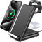 Wireless Charging Station, 3 in 1 Stand Made for Apple Watch Ultra/9/8/7/6/SE/5/4/3, Fast Wireless Charger for iPhone