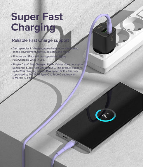 Ringke Fast Charging Pastel Cable USB C to USB C (2M / 6.56 FT) for Data Transfer, Compatible with iPhone 15 Series,