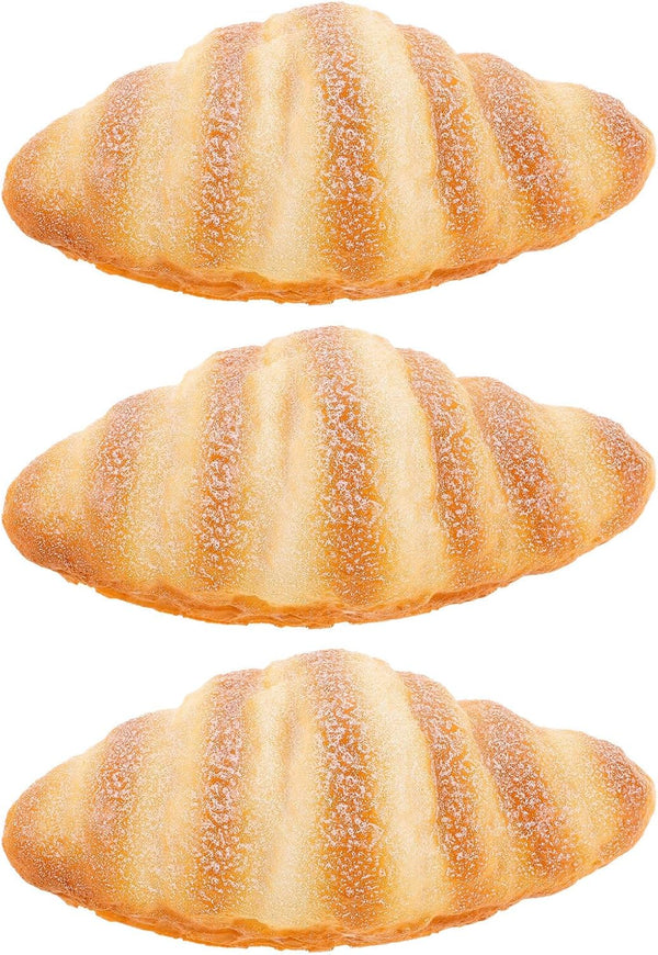 3pcs Realistic Fake Bread Loaves Set, Lifelike Simulated Croissant Models for Photography,