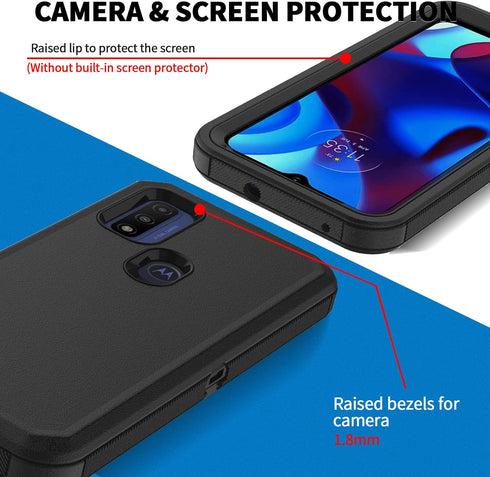 Anloes Heavy Duty Case for Moto G Pure 2021/G Play 2023/G Power 2022, Shockproof Dustproof Protection (Black)
