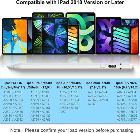 Pencil 1st Generation for Apple, Stylus Pen for iPad (2018-2023) with USB C Charging, Palm Rejection & Tilt Sensitivity, Pencil for iPad 6-10 Gen, iPad Pro 11"/12.9", iPad Air 3/4/5, iPad Mini 5/6