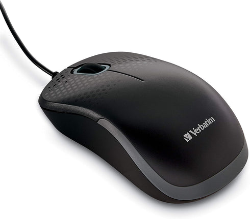 Verbatim USB Silent Corded Optical Mouse, Wired Noiseless Silent Click Computer Mouse for PC, Mac, Laptop